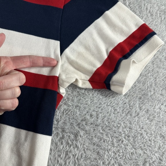 Vintage Ralph Lauren Polo Shirt Mens XL Chunky Stripe Blue USA Cotton Preppy 90s - Picture 9 of 11